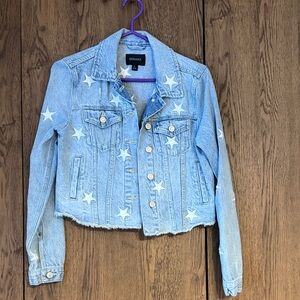 Zenana Denim Jacket with White Stars
